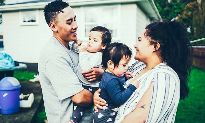 Maori family with twins