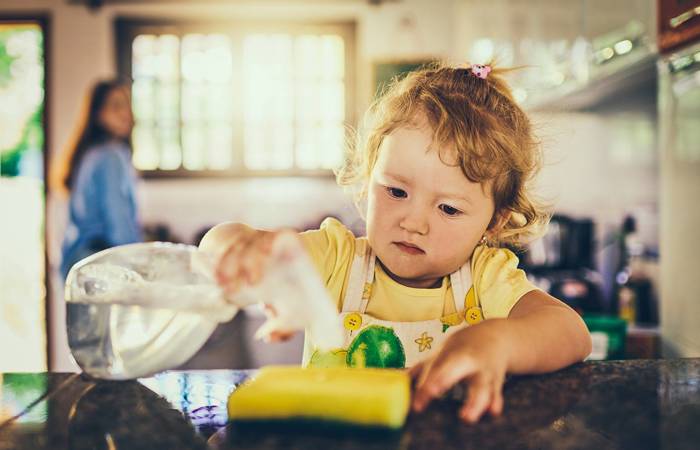 Child doing chores