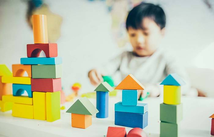 Child playing with blocks