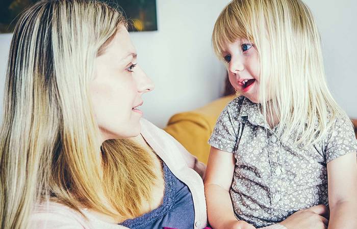 Mother and daughter talking