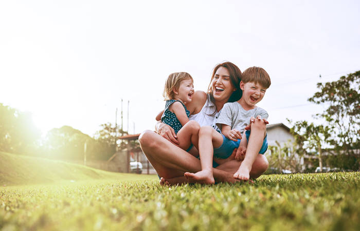 Young family spending time together outdoors
