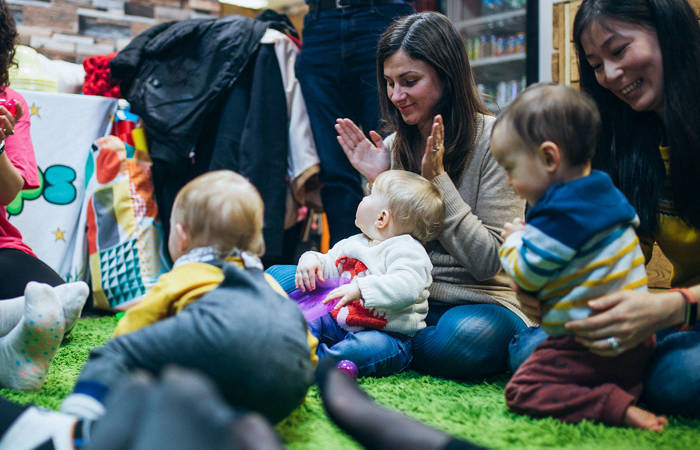 Mothers and their children in a sensory play group
